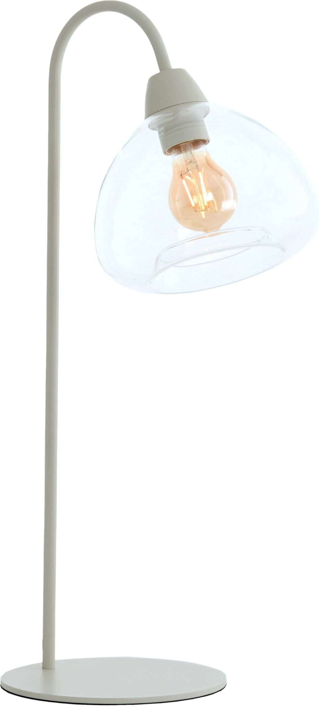 Light & Living Tafellamp Bisho - glas helder+crème Wit Tafellamp