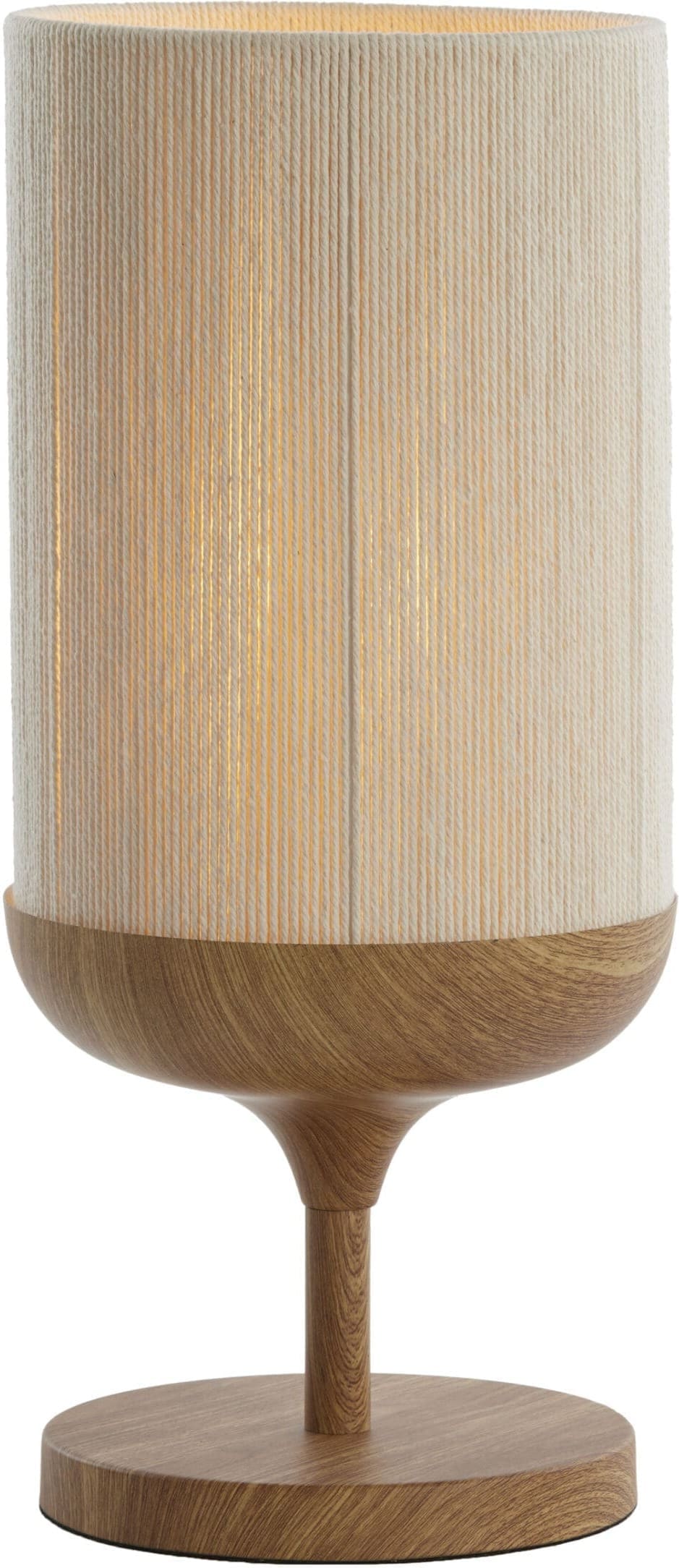 Light & Living Tafellamp Dania - hout print naturel+touw crème Bruin Tafellamp
