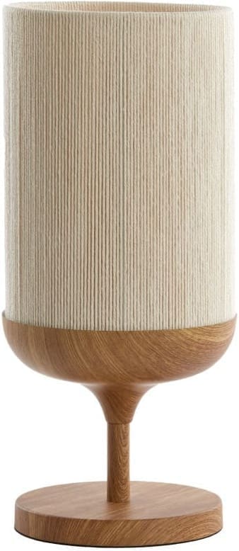 Light & Living Tafellamp Dania - hout print naturel+touw crème Bruin Tafellamp