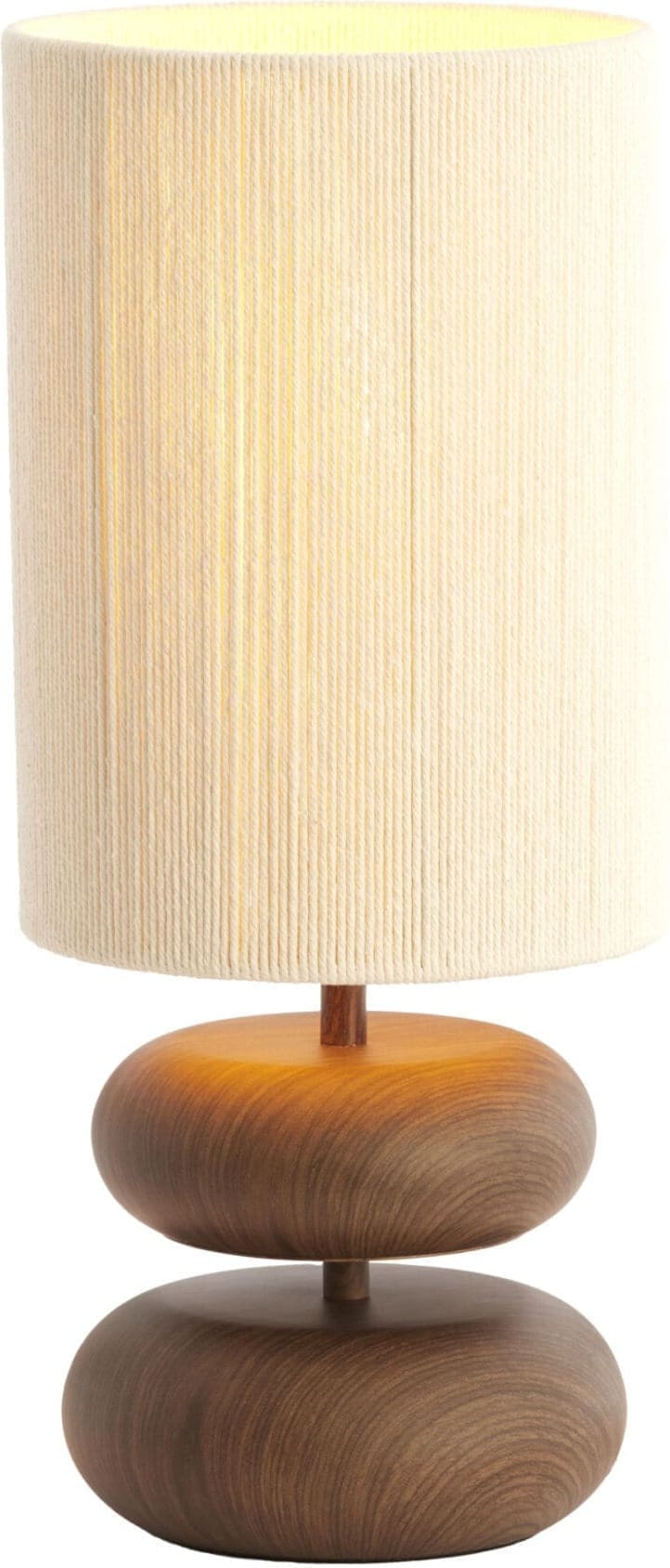 Light & Living Tafellamp Danialo - hout print d bruin+touw crème Bruin Tafellamp
