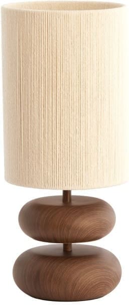 Light & Living Tafellamp Danialo - hout print d bruin+touw crème Bruin Tafellamp