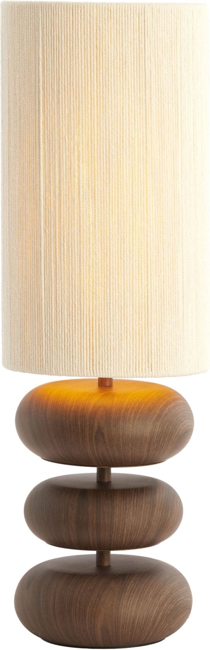Light & Living Tafellamp Danialo - hout print d bruin+touw crème Bruin Tafellamp