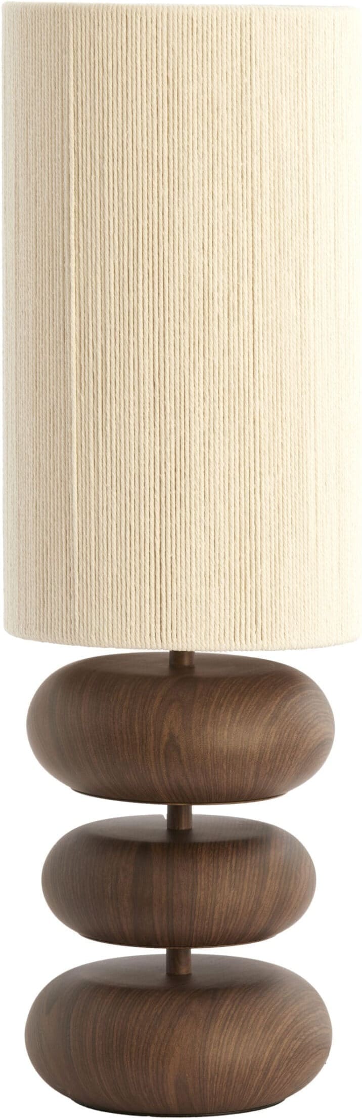 Light & Living Tafellamp Danialo - hout print d bruin+touw crème Bruin Tafellamp