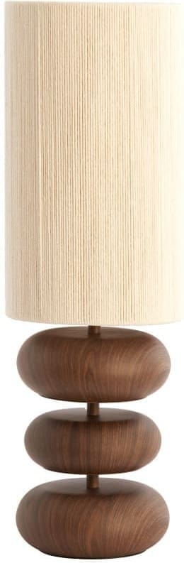 Light & Living Tafellamp Danialo - hout print d bruin+touw crème Bruin Tafellamp