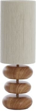 Light & Living Tafellamp Danialo - hout print naturel+touw crème Bruin Tafellamp