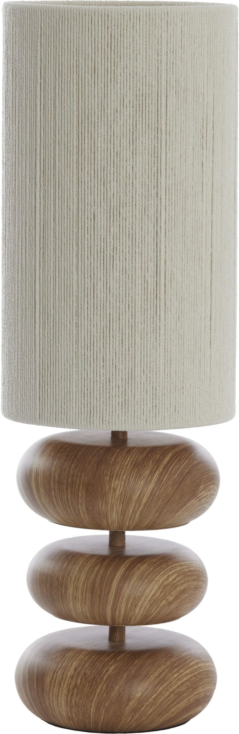 Light & Living Tafellamp Danialo - hout print naturel+touw crème Bruin Tafellamp