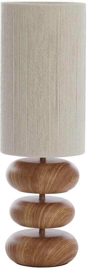 Light & Living Tafellamp Danialo - hout print naturel+touw crème Bruin Tafellamp