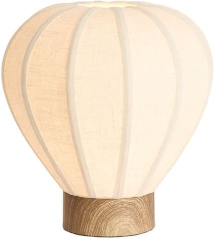 Light & Living Tafellamp Kyzo - hout print naturel+linnen crème Wit Tafellamp