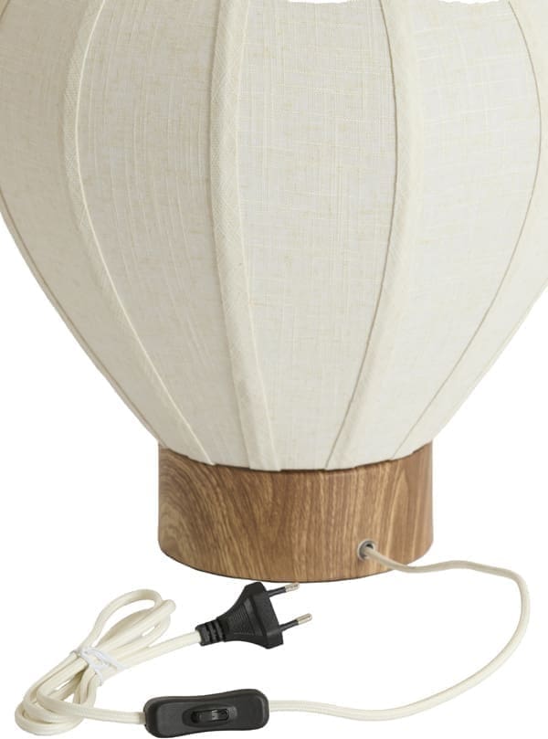 Light & Living Tafellamp Kyzo - hout print naturel+linnen crème Wit Tafellamp