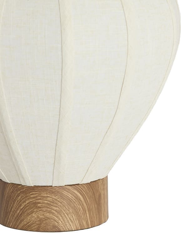 Light & Living Tafellamp Kyzo - hout print naturel+linnen crème Wit Tafellamp