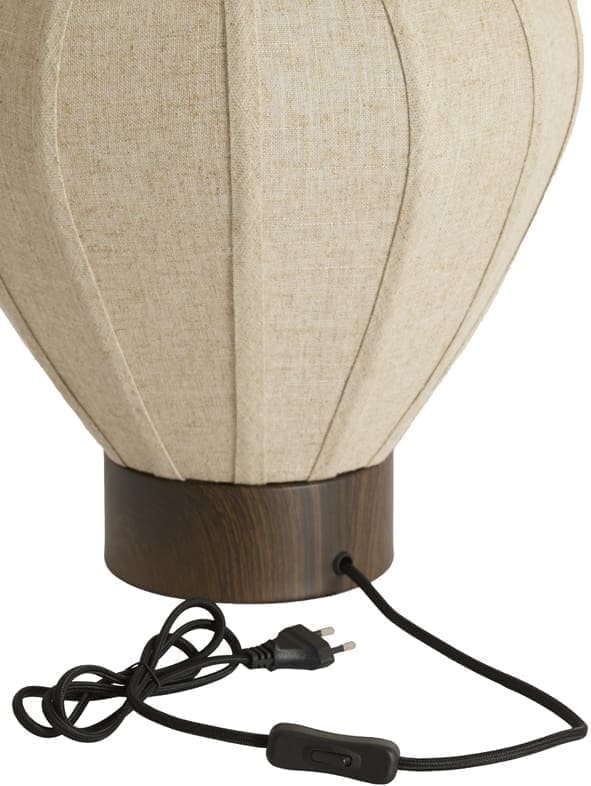 Light & Living Tafellamp Kyzo - hout prnt d bruin+linnen naturel Bruin Tafellamp