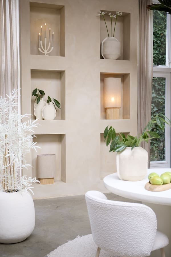 Light & Living Tafellamp Laslo - hout naturel+linnen naturel Bruin Tafellamp