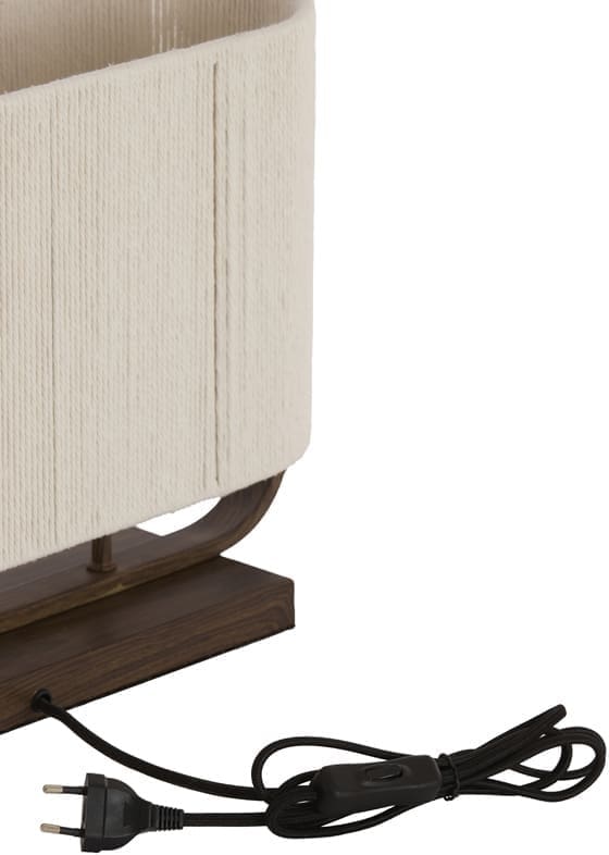 Light & Living Tafellamp Lecce - hout print d brn+touw crème Bruin Tafellamp