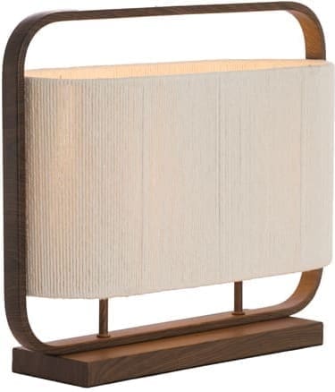 Light & Living Tafellamp Lecce - hout print d brn+touw crème Bruin Tafellamp
