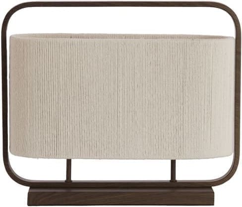 Light & Living Tafellamp Lecce - hout print d brn+touw crème Bruin Tafellamp