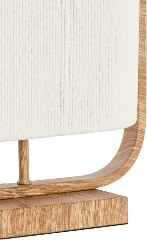 Light & Living Tafellamp Lecce - hout print natur+touw crème Bruin Tafellamp