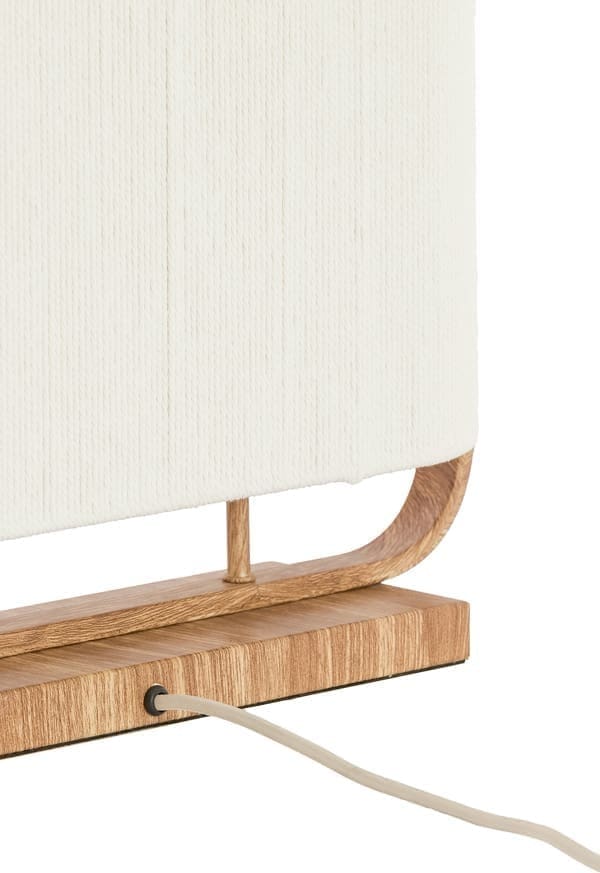 Light & Living Tafellamp Lecce - hout print natur+touw crème Bruin Tafellamp