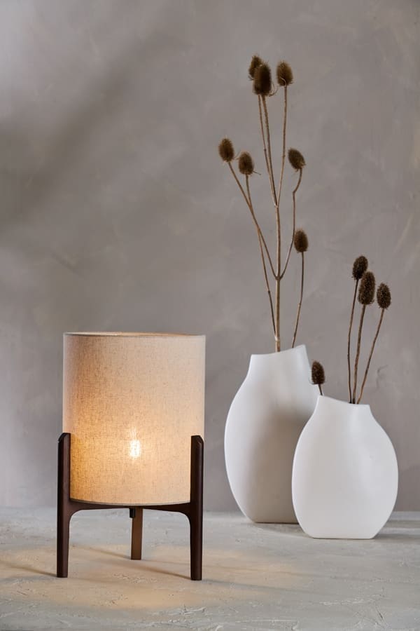 Light & Living Tafellamp Litto - donker bruin+linnen naturel Bruin Tafellamp
