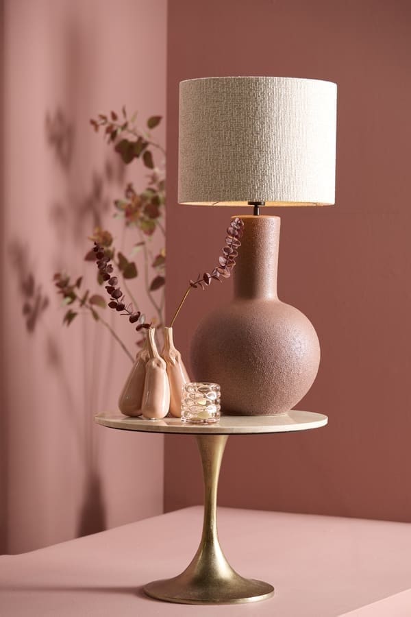 Light & Living Tafellamp Ulloa - keramiek donker oud roze Roze Tafellamp