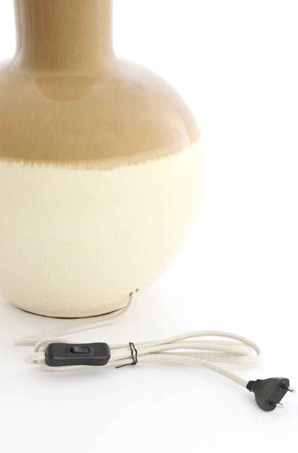 Light & Living Tafellamp Ulloa - keramiek licht bruin+crème Bruin Tafellamp