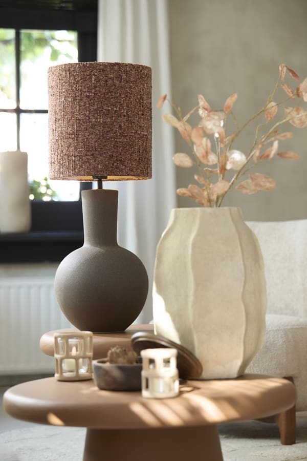 Light & Living Tafellamp Ulloa - keramiek mat donker bruin Bruin Tafellamp