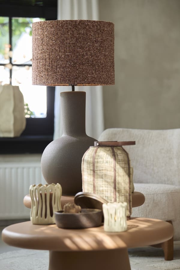 Light & Living Tafellamp Ulloa - keramiek mat donker bruin Bruin Tafellamp