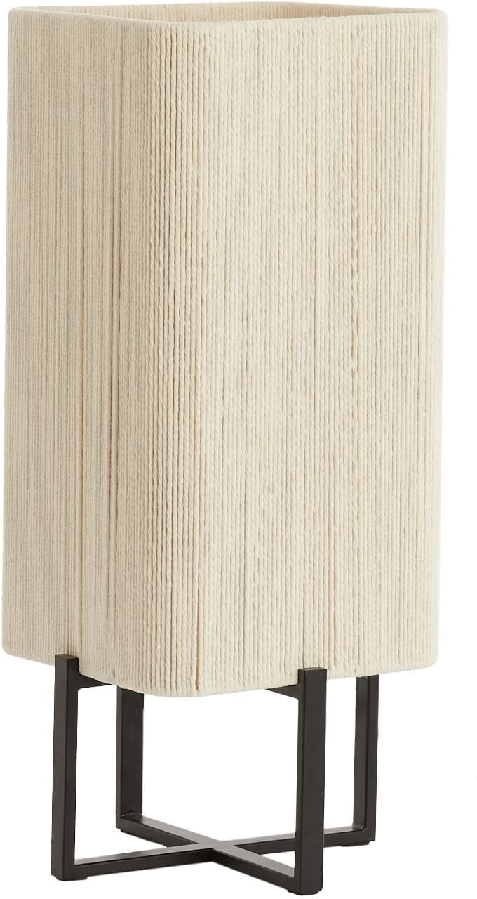 Light & Living Tafellamp Wyn - mat zwart+touw crème Zwart Tafellamp