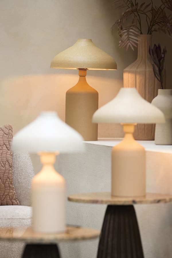 Light & Living Tafellamp Yebri - mat zand-karamel Bruin Tafellamp