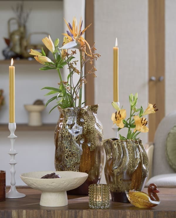 Light & Living Vaas Althea - keramiek d bruin+crème+oranje Oranje Vaas