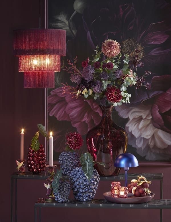 Light & Living Vaas Berries - keramiek donker blauw Blauw Vaas