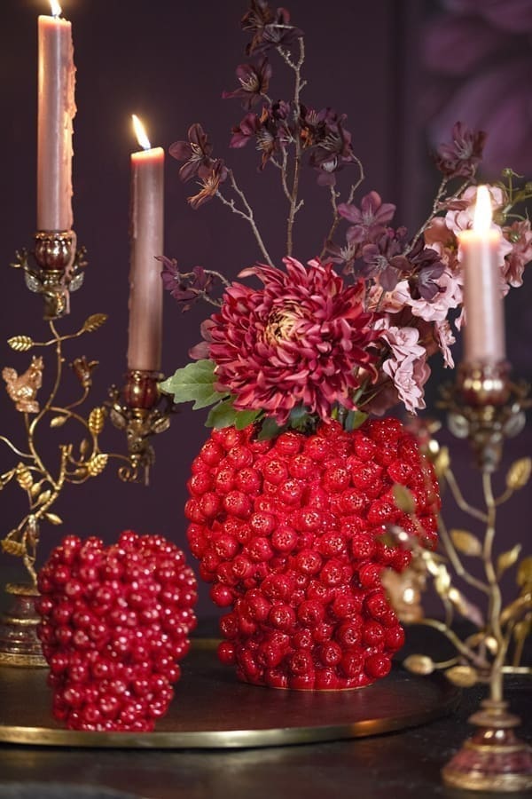Light & Living Vaas Berries - keramiek rood Rood Vaas