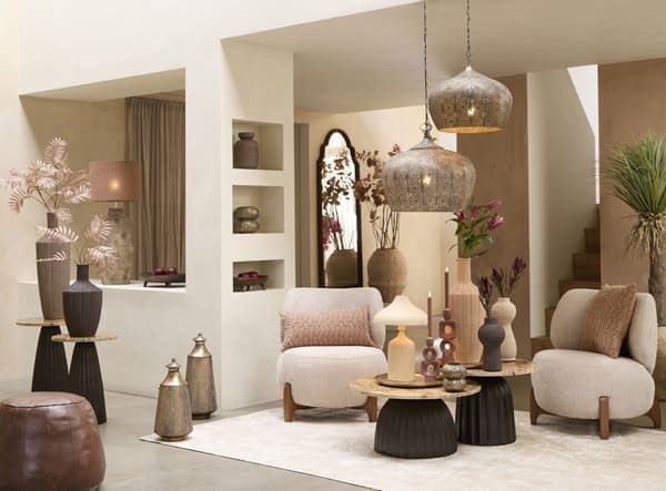 Light & Living Vaas Leano - mat naturel-roze Roze Vaas