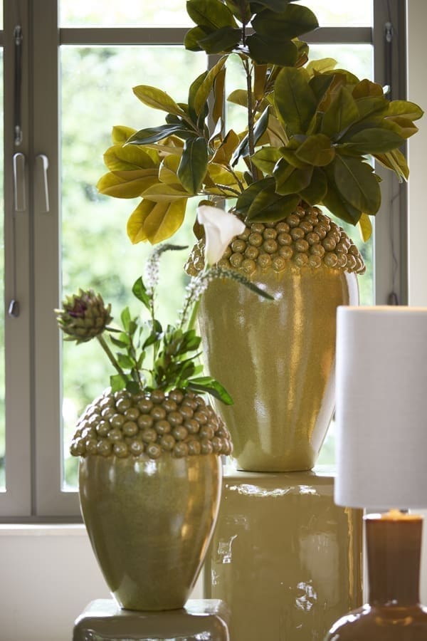 Light & Living Vaas Lovro - keramiek olijf groen-bruin Wit Vaas
