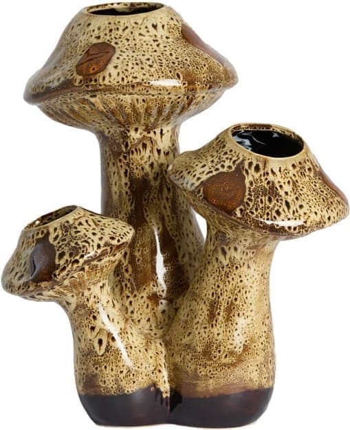 Light & Living Vaas Mushroom - keramiek d bruin+crème Bruin Vaas