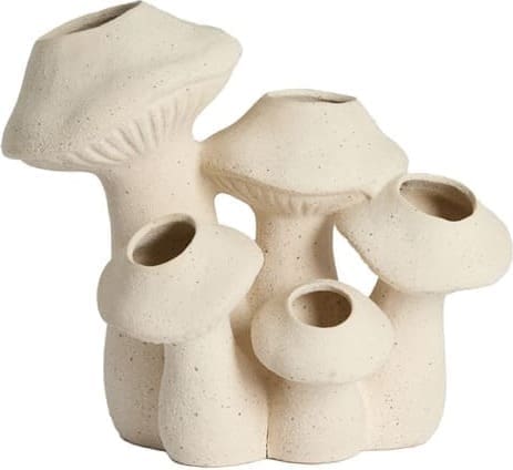 Light & Living Vaas Mushroom - keramiek mat crème Bruin Vaas