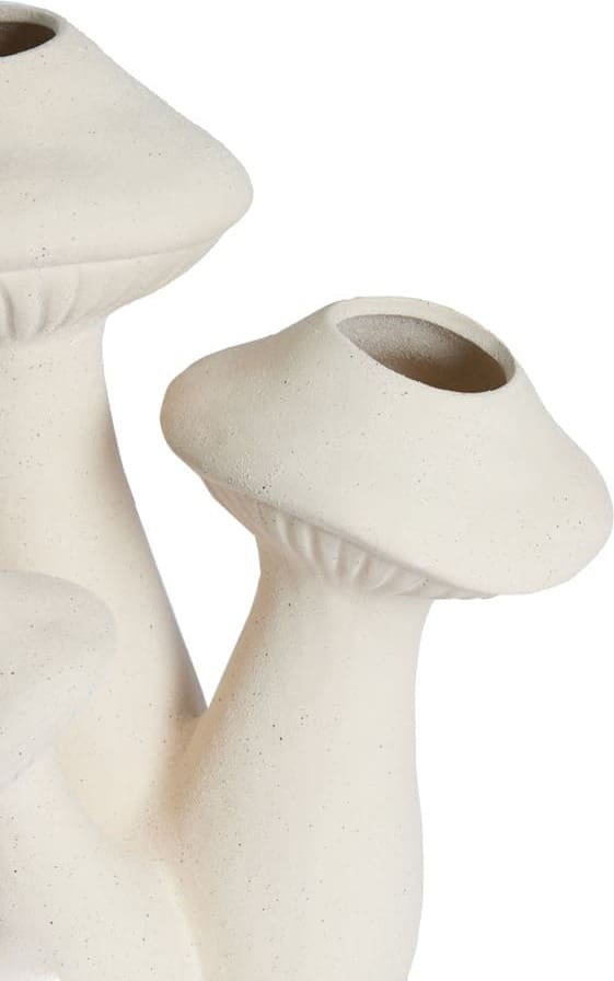 Light & Living Vaas Mushroom - keramiek mat crème Wit Vaas