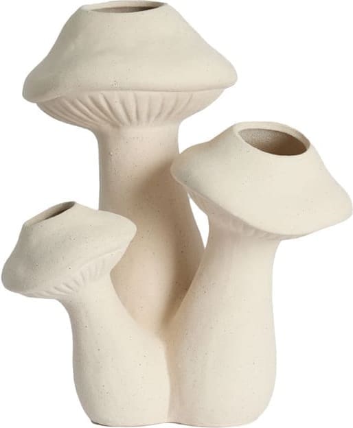 Light & Living Vaas Mushroom - keramiek mat crème Wit Vaas
