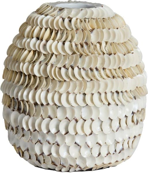 Light & Living Vaas Sarria - bamboe+schelp crème Wit Vaas