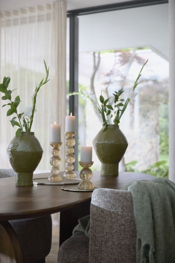 Light & Living Vaas Vasora - keramiek glans olijf groen Groen Vaas