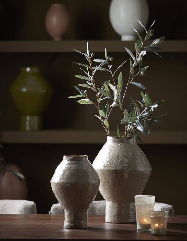 Light & Living Vaas Vasora - keramiek glans taupe Grijs Vaas