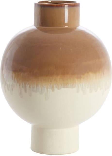 Light & Living Vaas Zelata - keramiek crème+taupe Wit Vaas