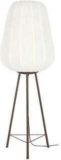 Light & Living Vloerlamp Bibury - hout print donker bruin+wit Wit Vloerlamp