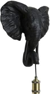 Light & Living Wandlamp Elephant - mat zwart Zwart Wandlamp