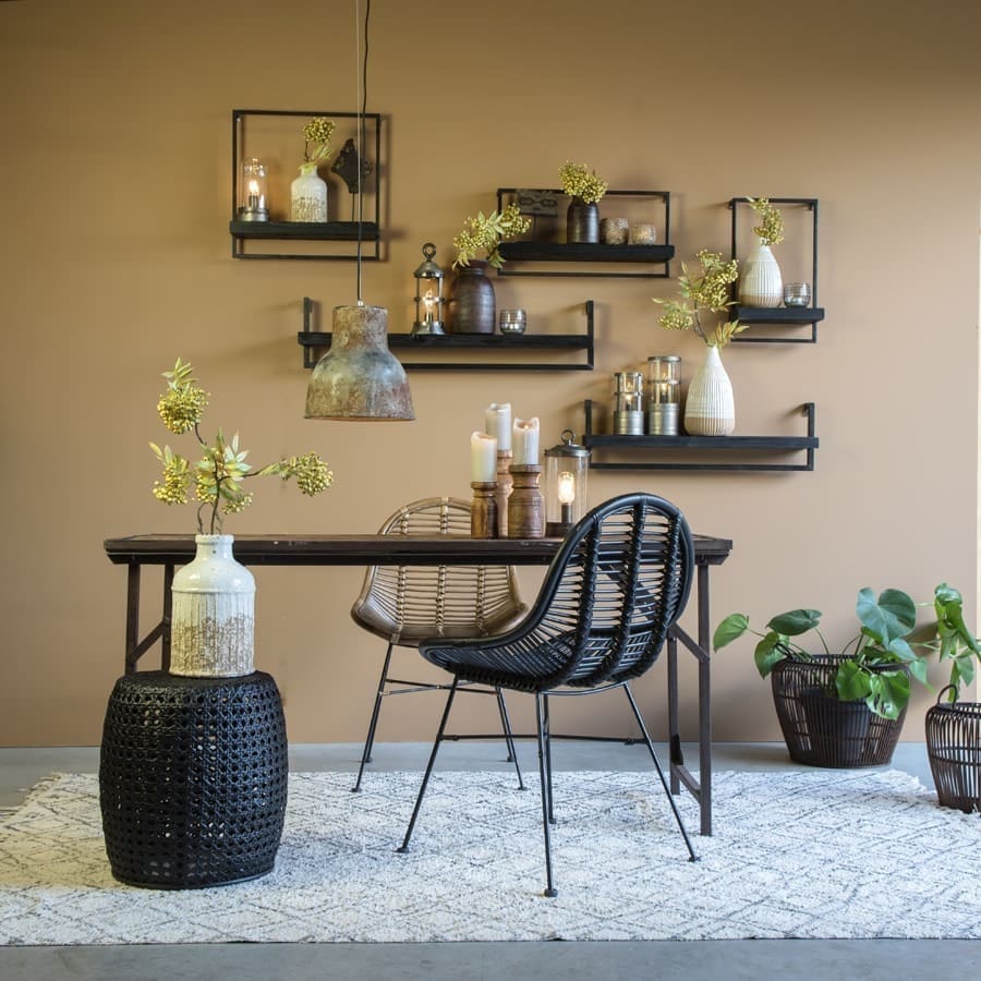 Light & Living Wandplank Maddison - hout mat zwart Zwart Wandplank