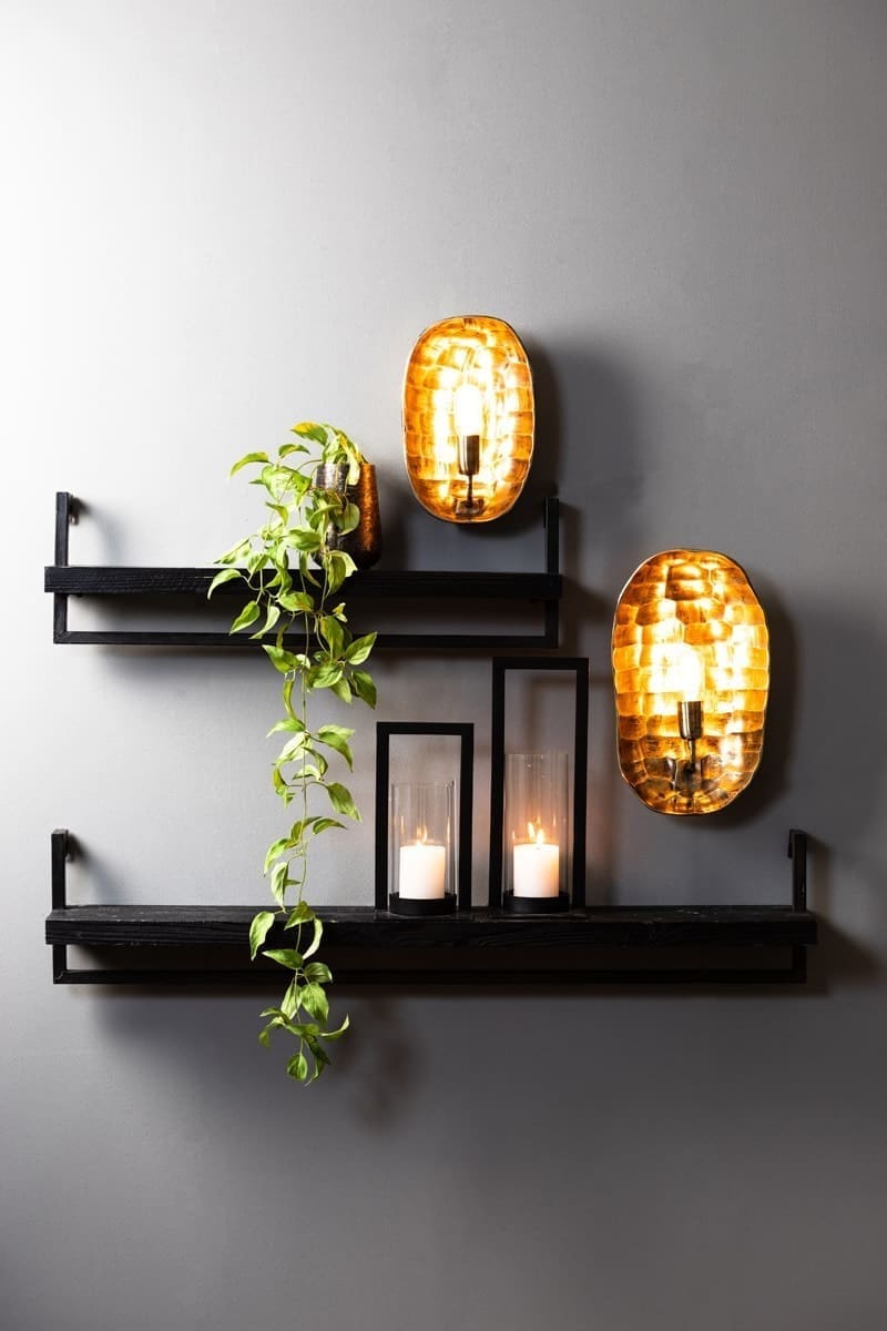Light & Living Wandplank Maddison - hout mat zwart Zwart Wandplank