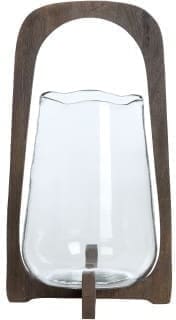 Light & Living Windlicht Anosy - glas helder+hout mat d bruin Bruin Windlicht