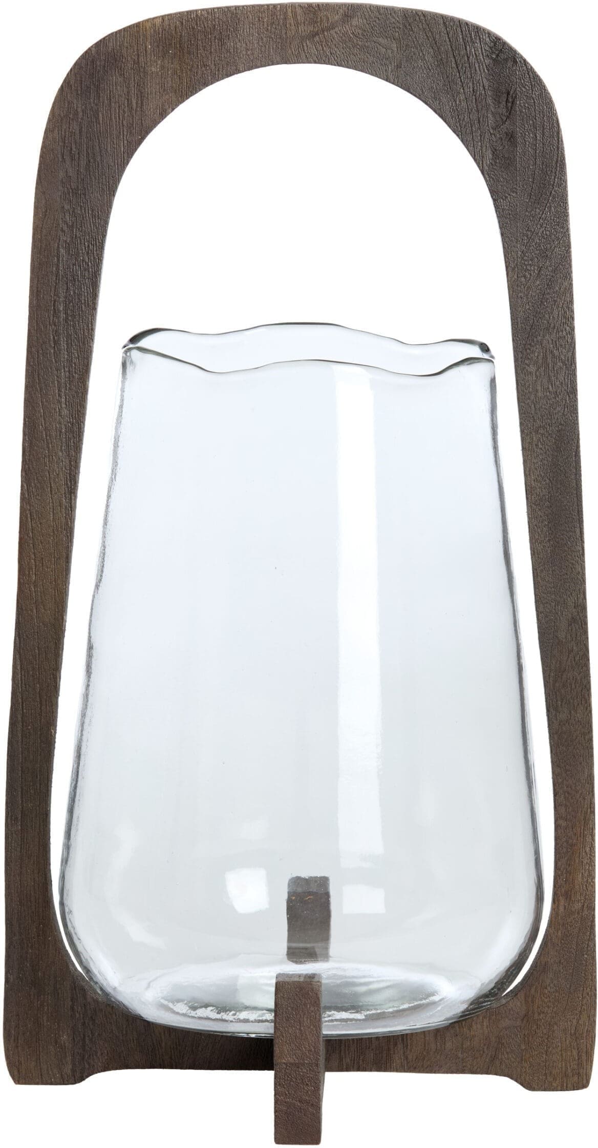 Light & Living Windlicht Anosy - glas helder+hout mat d bruin Bruin Windlicht