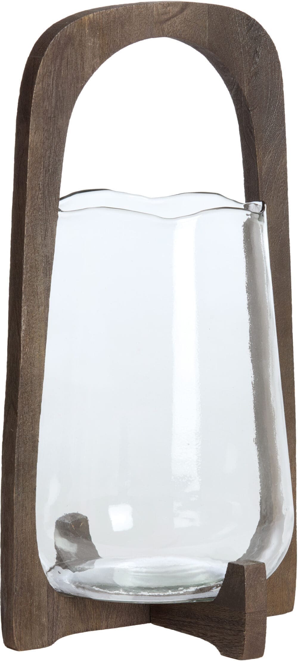 Light & Living Windlicht Anosy - glas helder+hout mat d bruin Bruin Windlicht