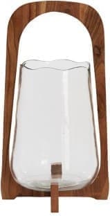 Light & Living Windlicht Anosy - glas helder+hout naturel Bruin Windlicht