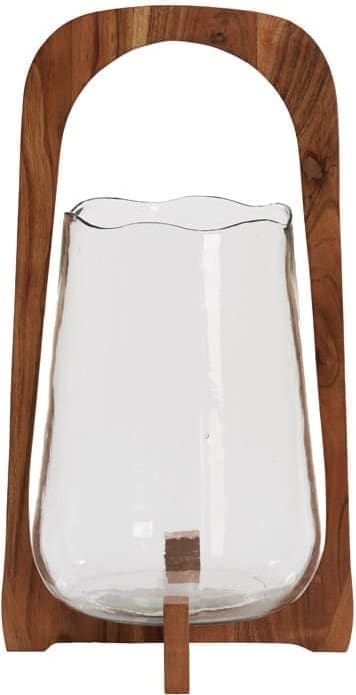 Light & Living Windlicht Anosy - glas helder+hout naturel Bruin Windlicht